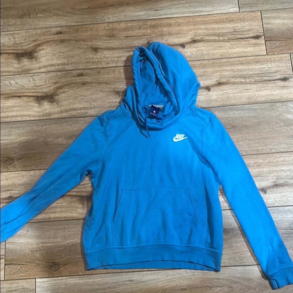 Nike Blue hoodie with Classic Swoosh and Ribbed Cuff